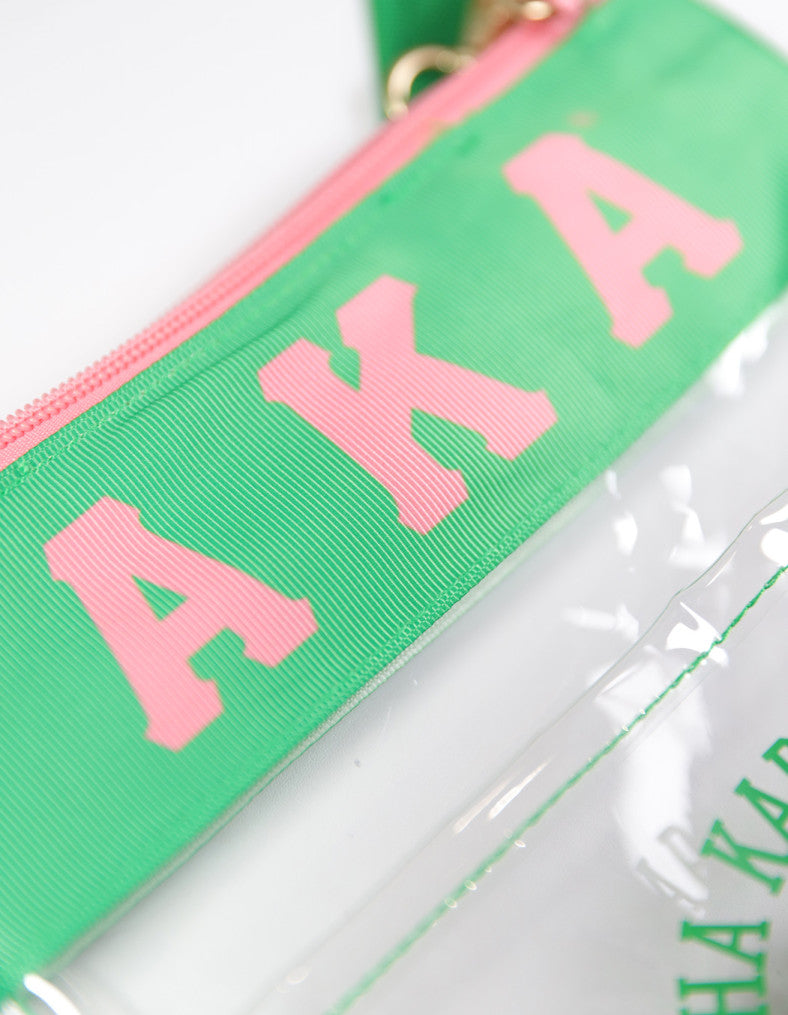 Alpha Kappa Alpha (AKA) Green Clear Cross Bag