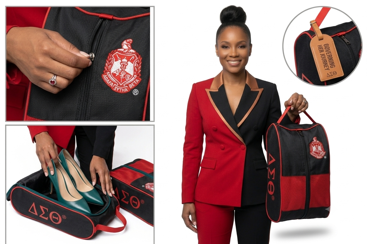 Delta Sigma Theta (DST) Black Trimmed Shoe Bag