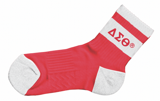 Delta Sigma Theta Red & White Quarter Socks