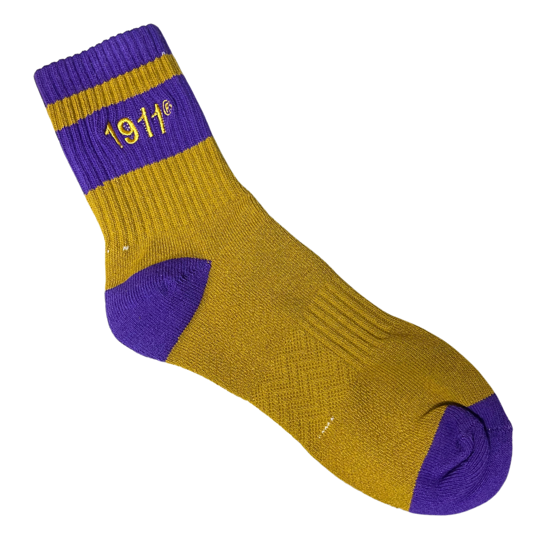 Omega Psi Phi Purple & Gold Quarter Socks