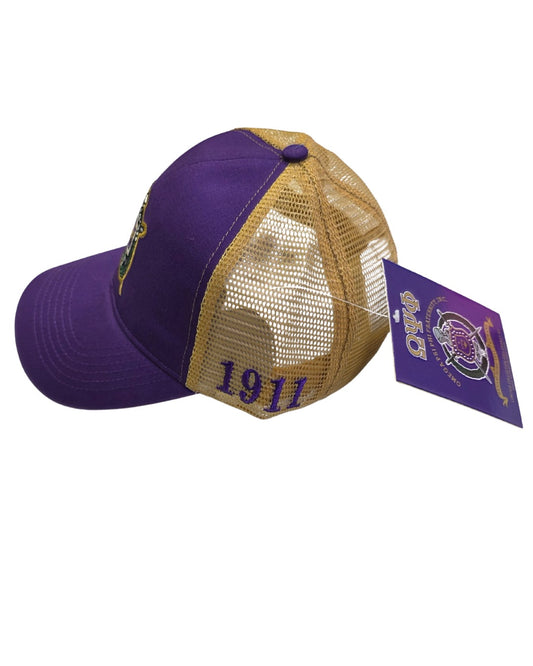 Purple and beige cap with '1911' and crest on a white background