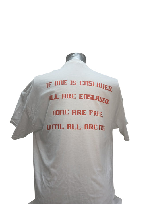 "Official Juneteenth flag cotton tee featuring MLK’s freedom quote on back – unisex Black History Month apparel S-2XL"