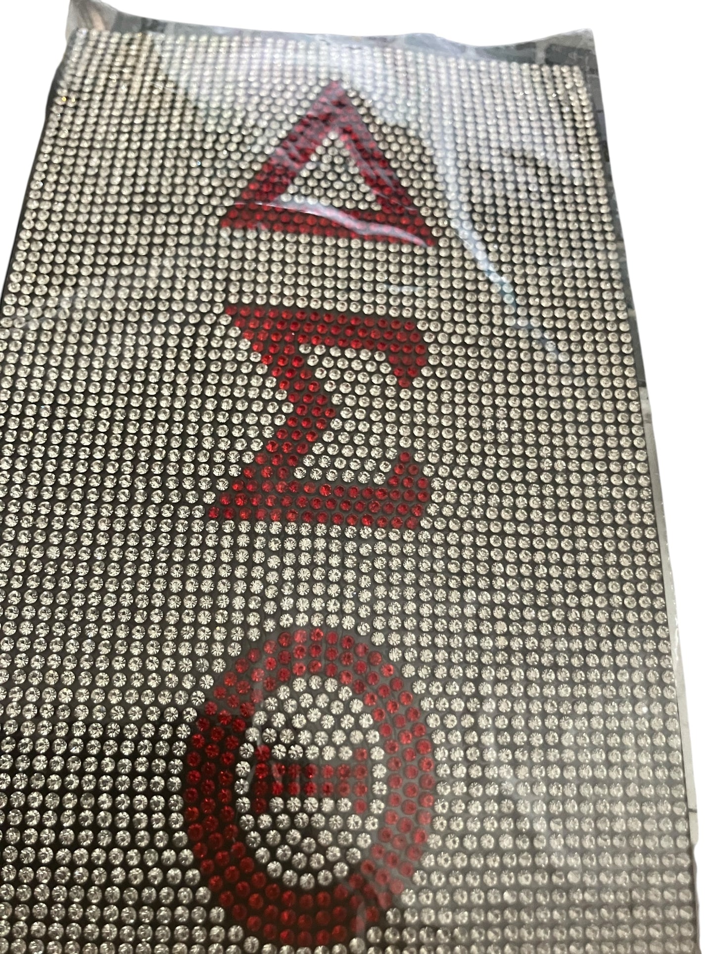 Delta Sigma Theta rhinestone bling crossbody bag with red Greek letters"