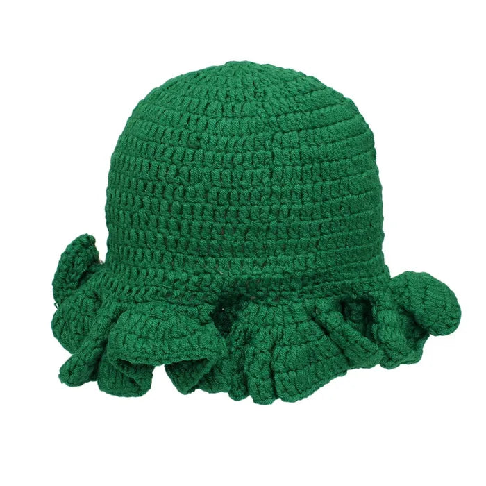 Back view of AKA Sorority Green Ruffle Hat.