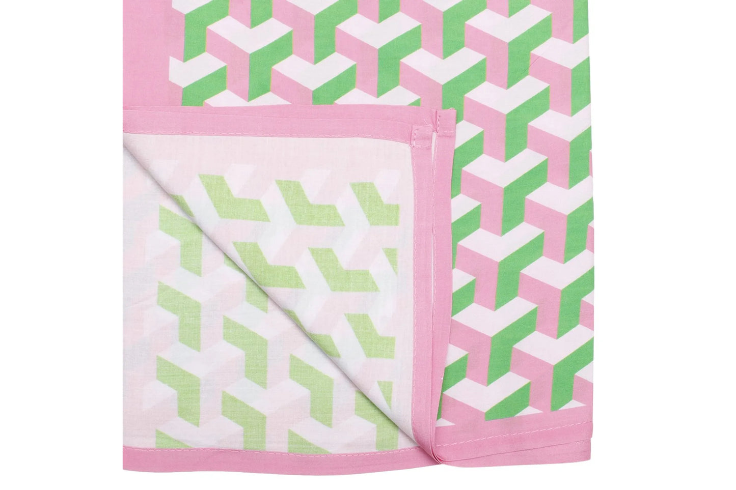 Pink & Green Box Geometric Viscose Ruana - Greek Stylez