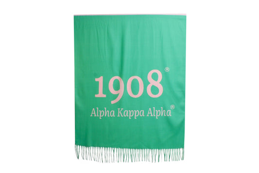 Green wrap with '1908 Alpha Kappa Alpha' text on a white background
