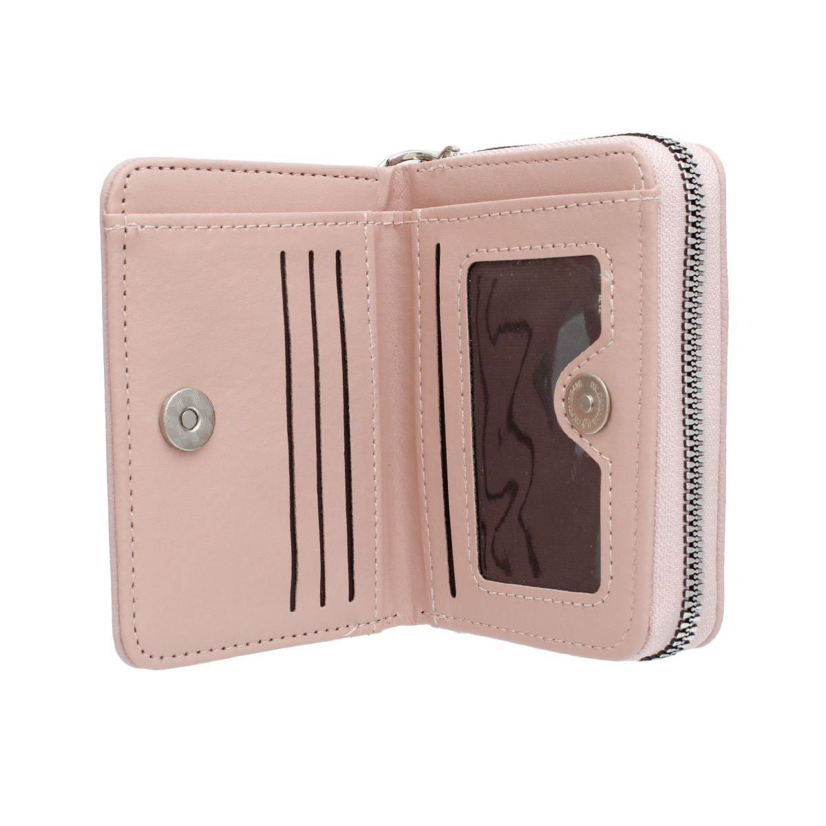 Pink wallet with zipper on a white background