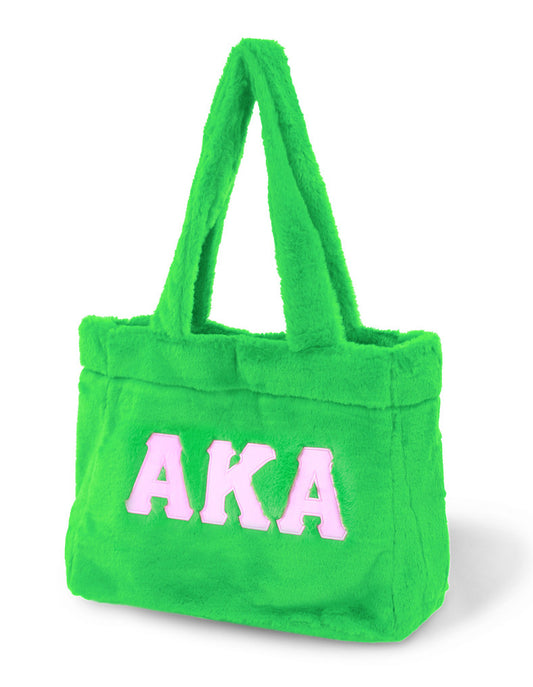 A serene green tote bag with the Alpha Kappa Alpha sorority letters, a stylish and functional accessory.