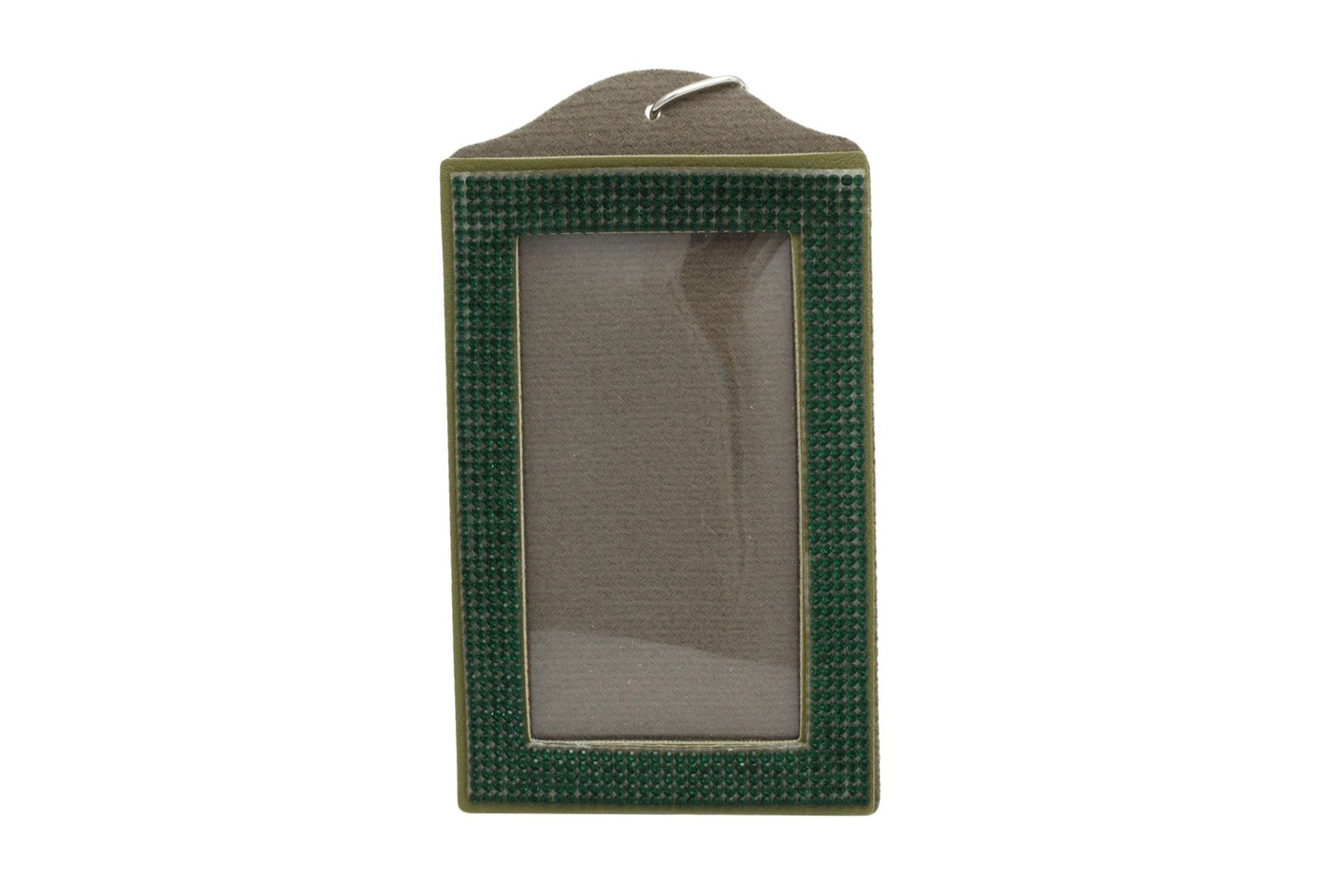 AKA rhinestone badge holder in use with visible ID card through clear window,.als"