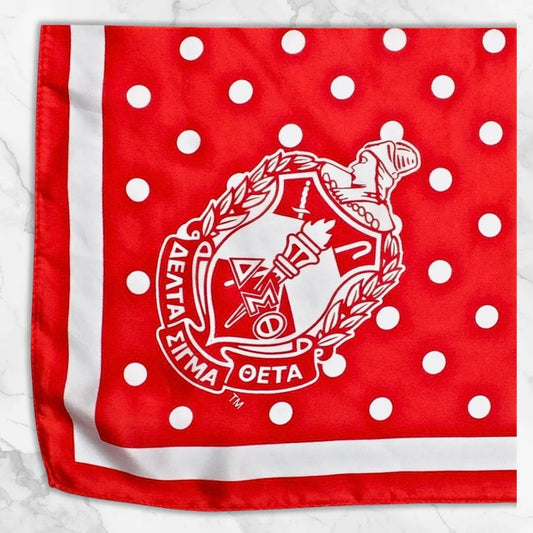 Delta Sigma Theta(DST) Red & White Polka Dot Silk Scarf