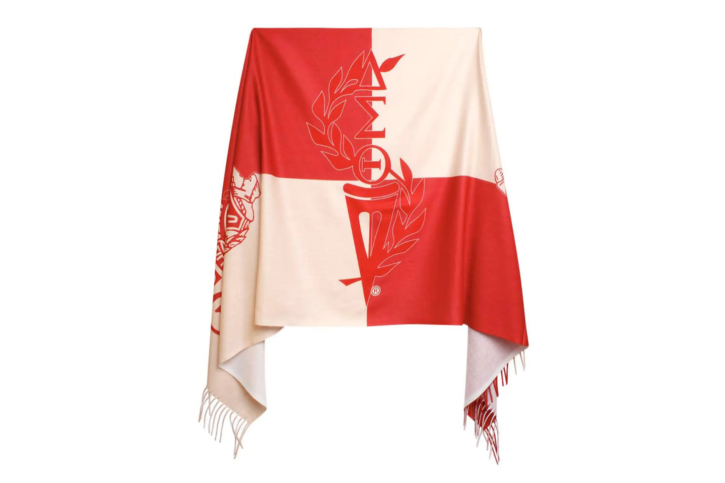 Delta Sigma Theta (DST) Sorority Red Cream Block Shawl Scarf
