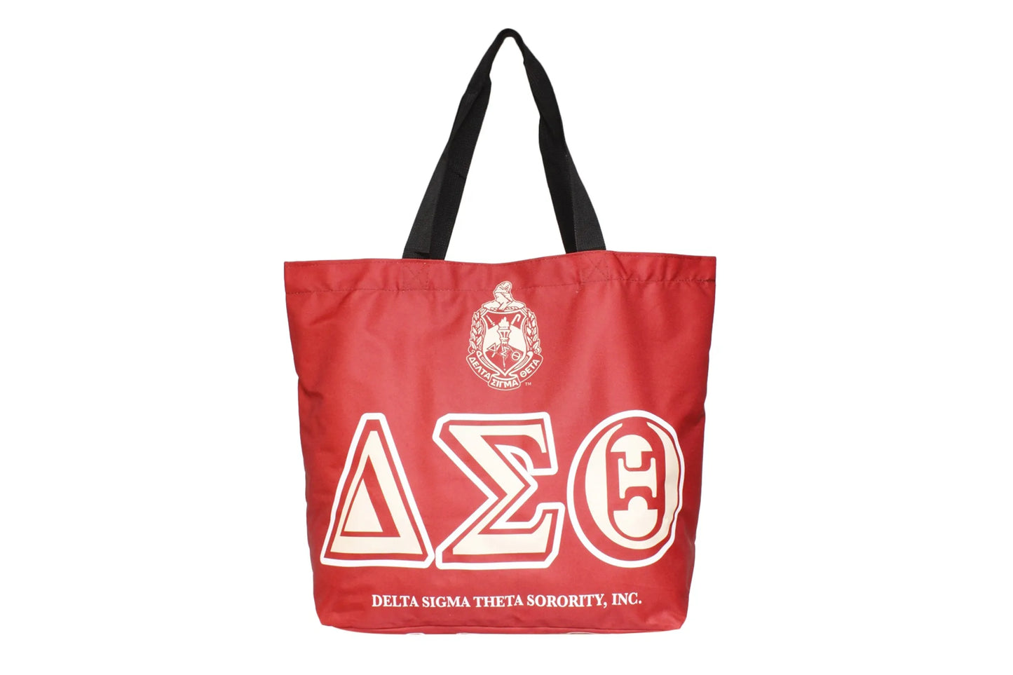 "Red Delta Sigma Theta (DST) Sorority tote bag - Large canvas shopper with Greek letters"