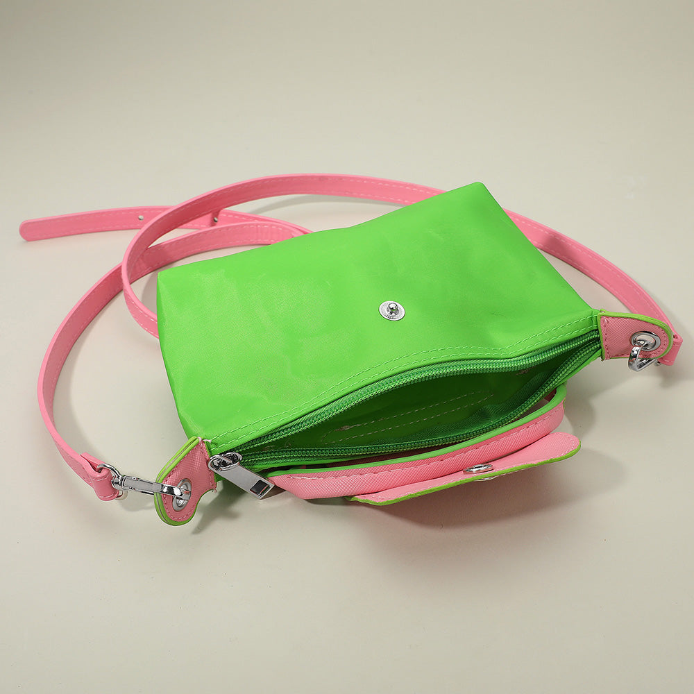 AKA Sorority Green & Pink Nylon Mini Pouch – Crossbody & Top Handle Bag