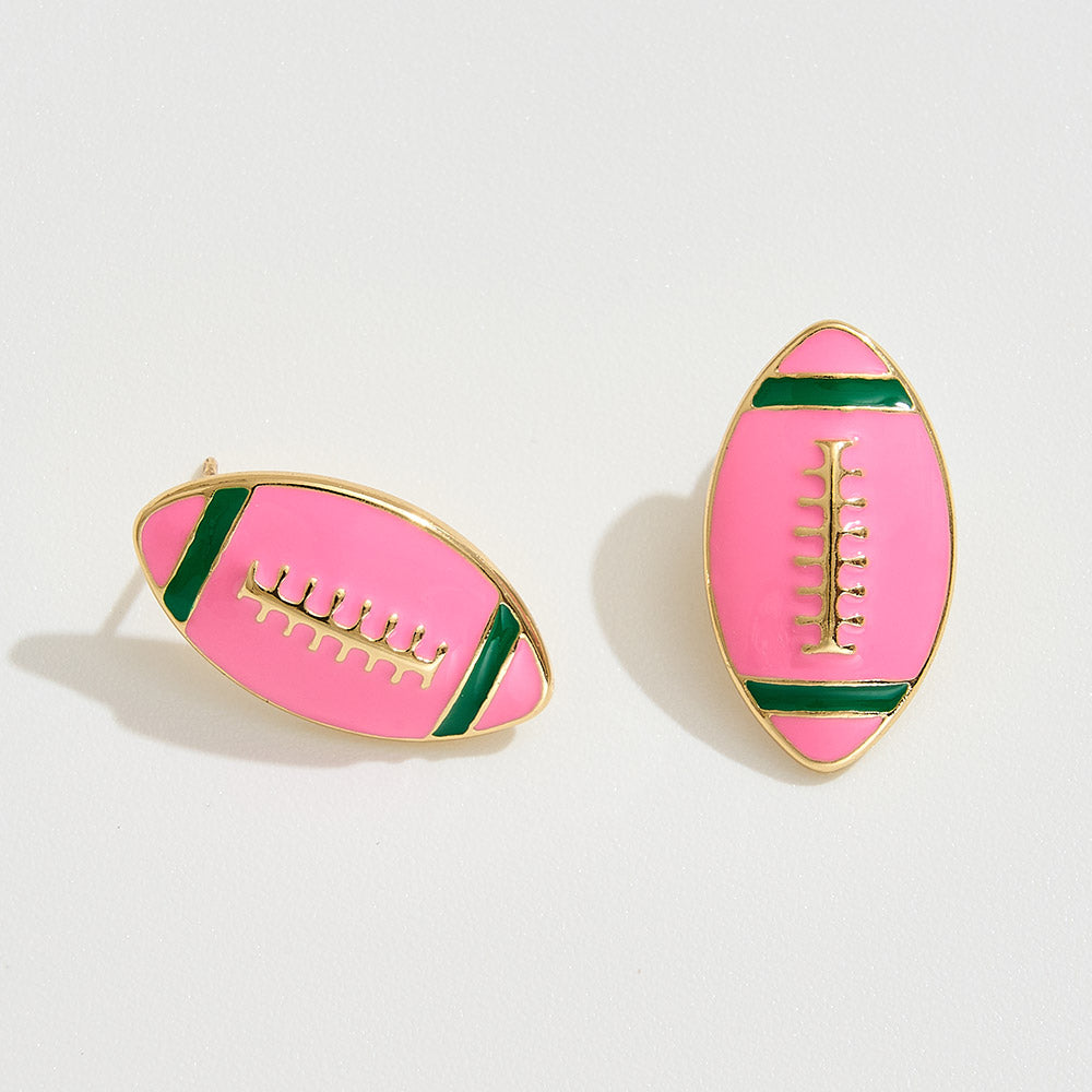 Pink & Green Enamel Stud Earrings - Alpha Kappa Alpha Inspired Sorority Jewelry