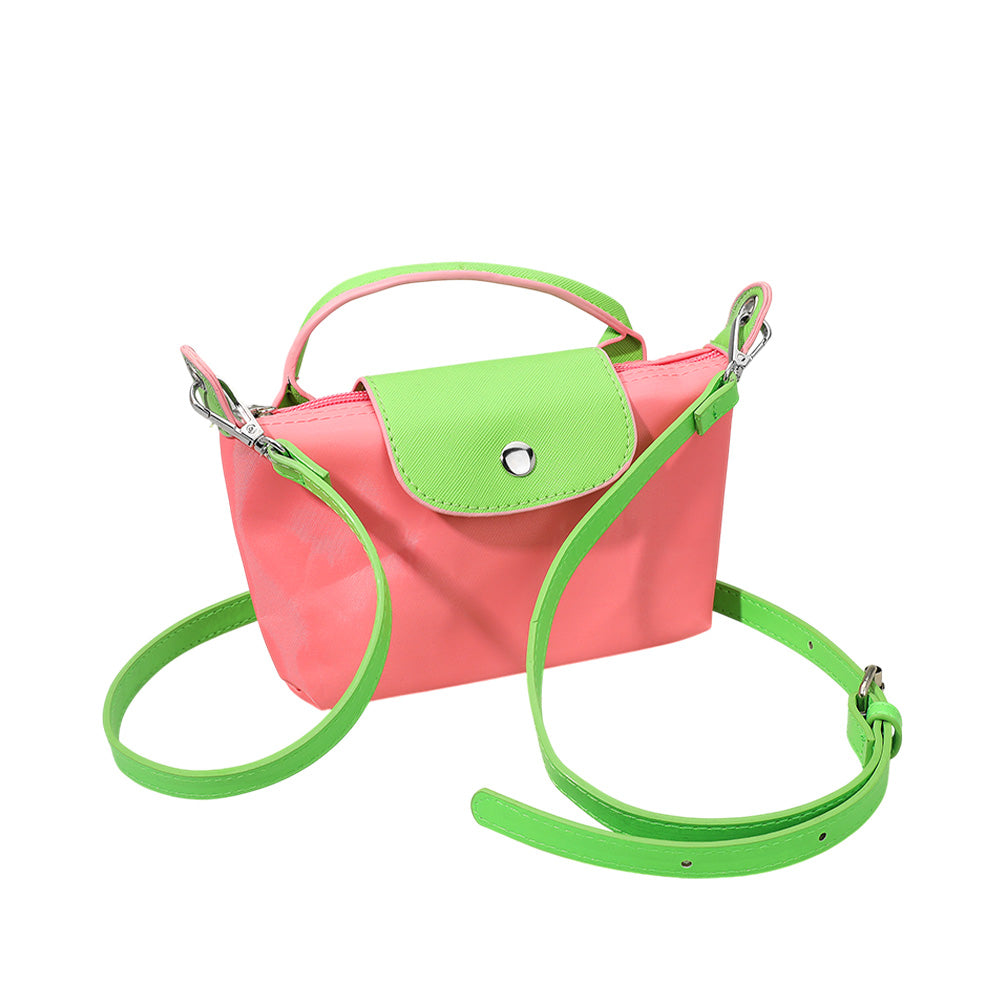 AKA Sorority Green & Pink Nylon Mini Pouch – Crossbody & Top Handle Bag