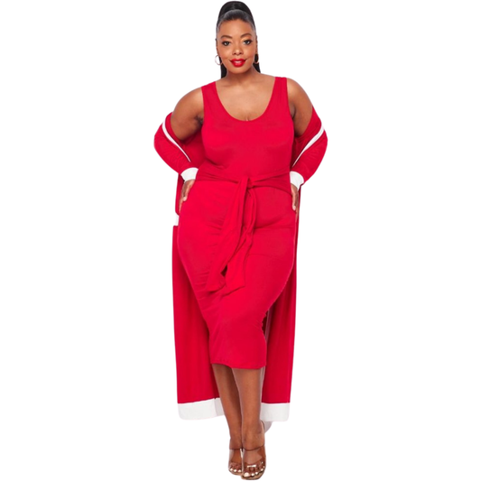 Delta Sigma Theta Inspired: Red & White Dress Duster Set
