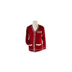 Delta Sigma Theta Crimson and White Cardigan Sweater