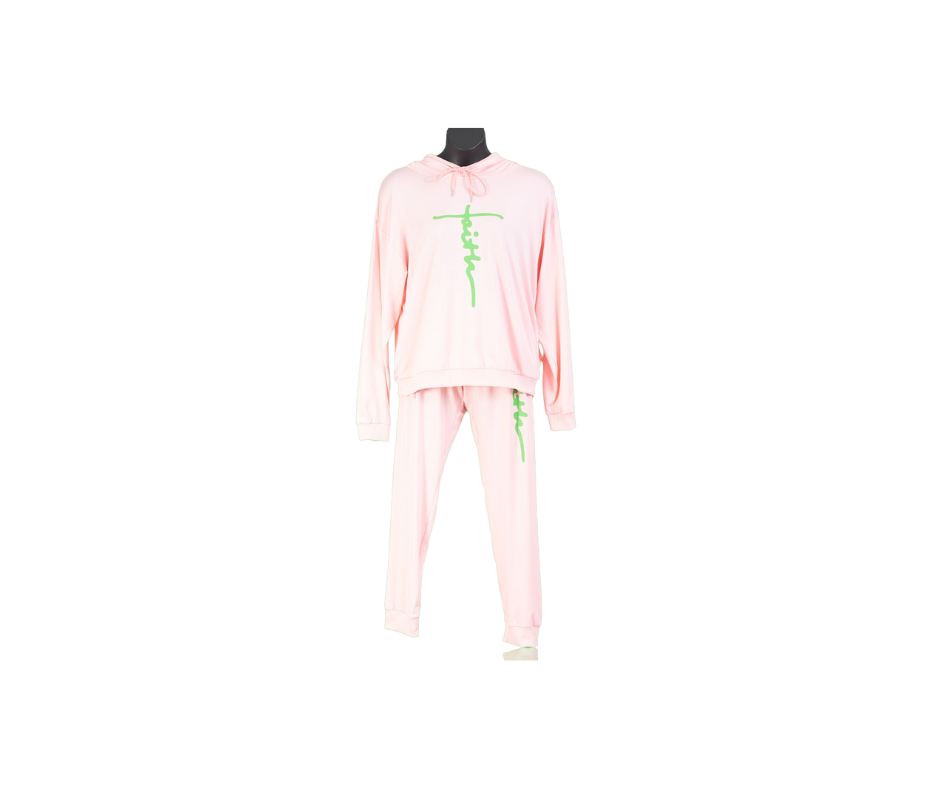Alpha Kappa Alpha Inspired: Pink & Green Faith Hoodie Jog Set
