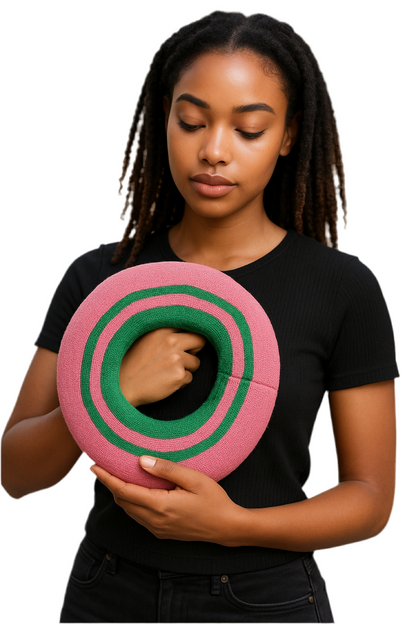 Retro Striped Beret Hat for Women - Pink and Green Acrylic Slouchy Beanie