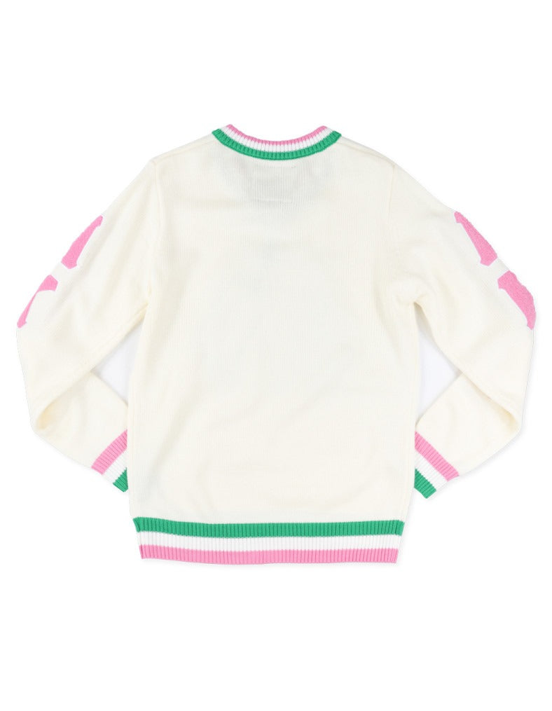 Back view of the AKA Sorority Sweater with Crest. 