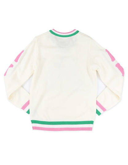Back view of the AKA Sorority Sweater with Crest. 