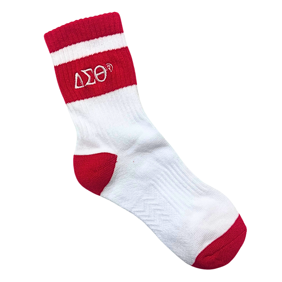 Delta Sigma Theta Red & White  Quarter Socks