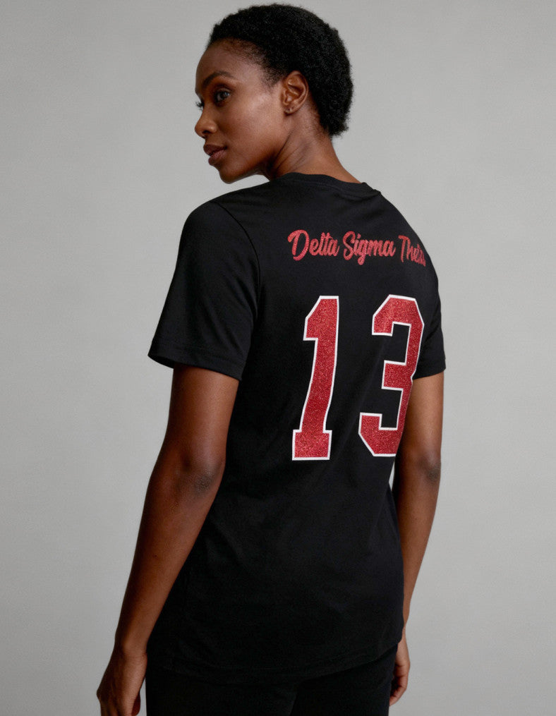 Delta Sigma Theta Black Greek Letter Glitter Shirt