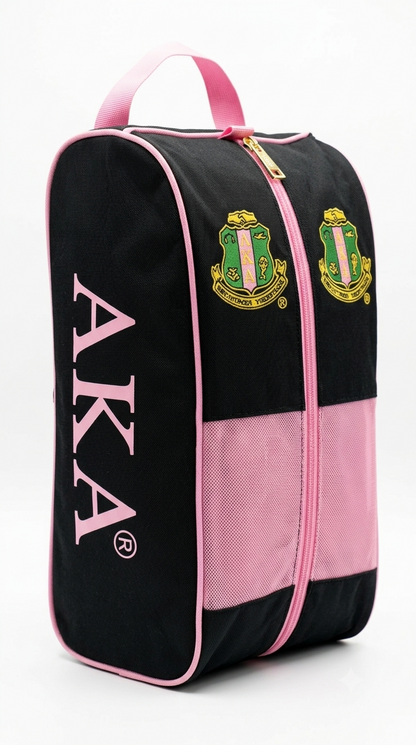 Alpha Kappa Alpha (AKA) Black Trimmed Shoe Bag