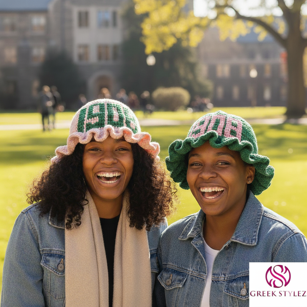 Green or Pink AKA 1908 Crochet Bucket Hat with Ruffle