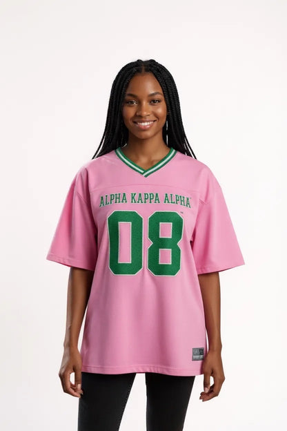 AKA Sorority V-Neck Chenille Jersey Tee | Est. 1908 w/ Ivy Leaf Design