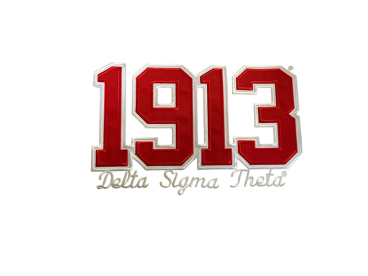 1913 & Delta Sigma Theta Script Patch on white background. 