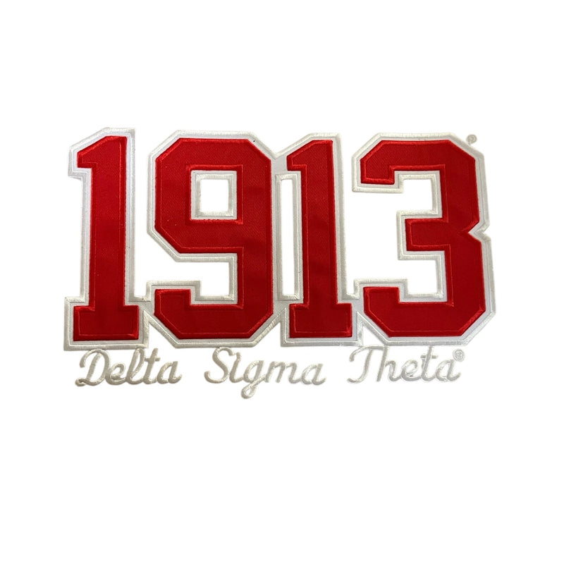 1913 & Delta Sigma Theta Script Patch on white background. 