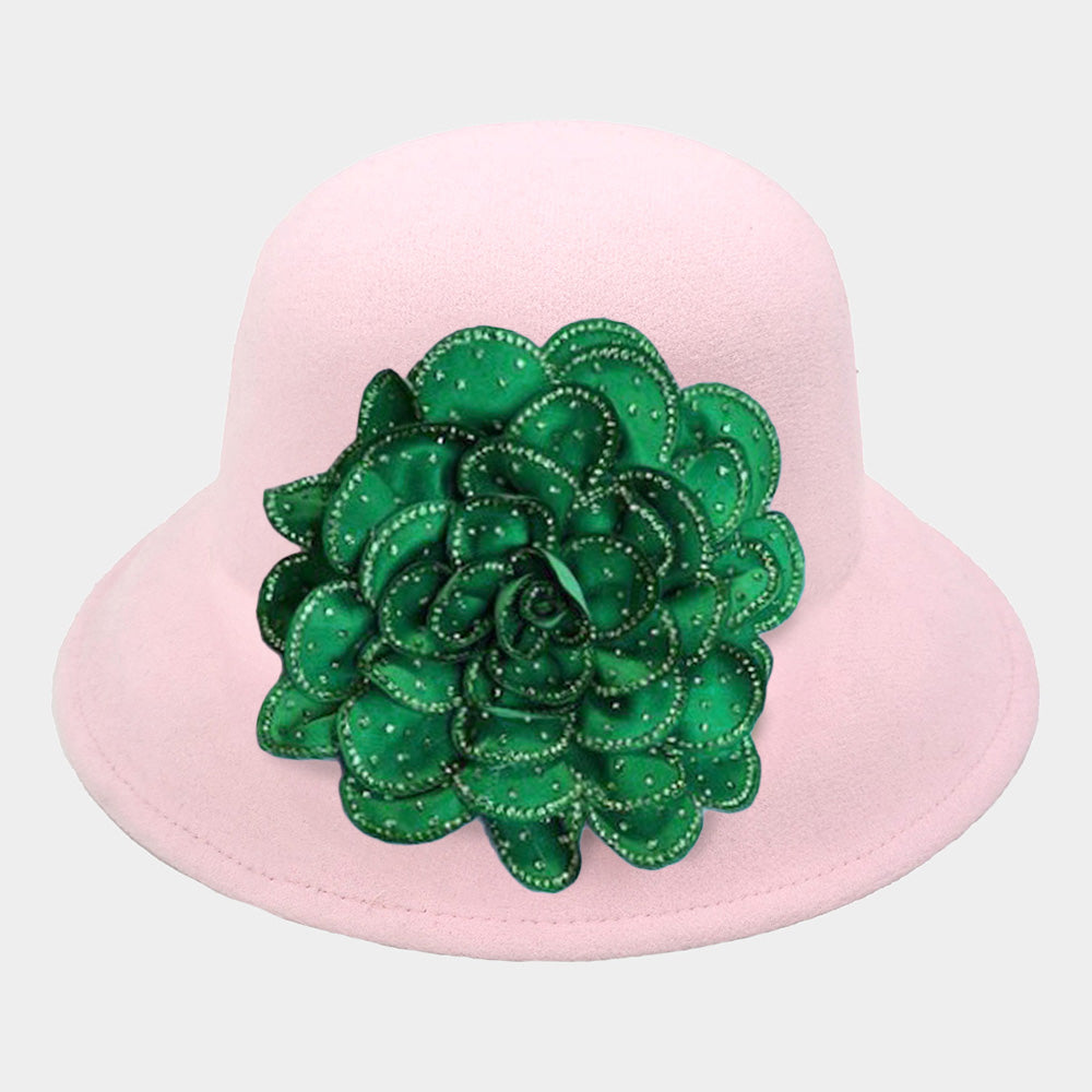 AKA Sorority pink hat, rhinestone flower, elegant, stylish, sorority sister
