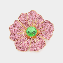 Pink & Green Flower Brooch Pin