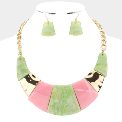 Pink & Green Bib Necklace
