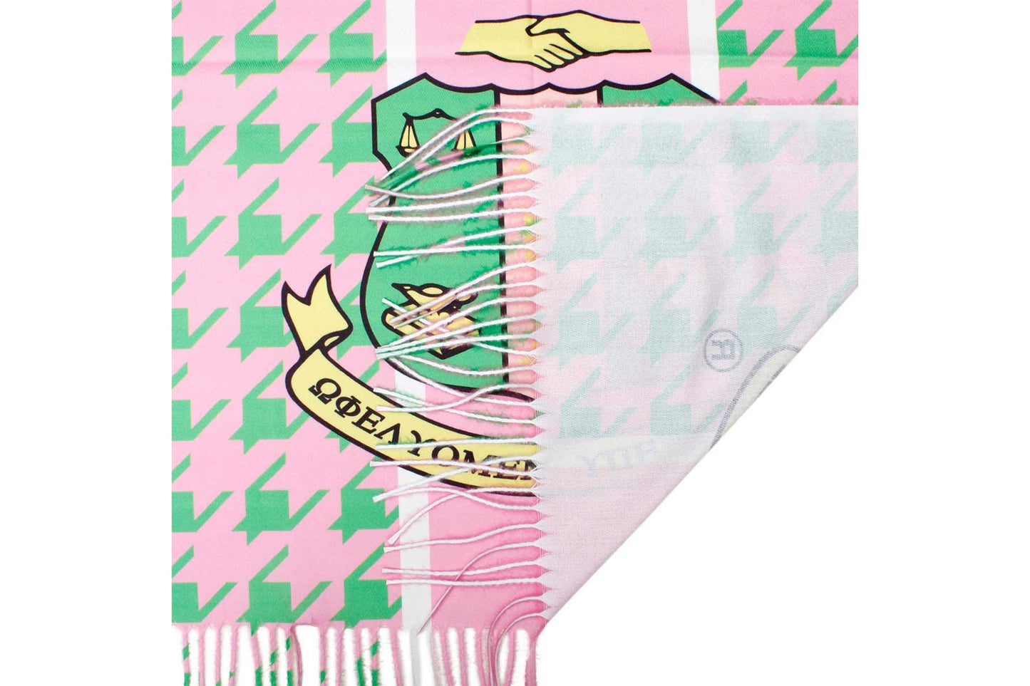 Official Alpha Kappa Alpha Scarf - Luxury Pink & Green Houndstooth Wrap with AKA Shield
