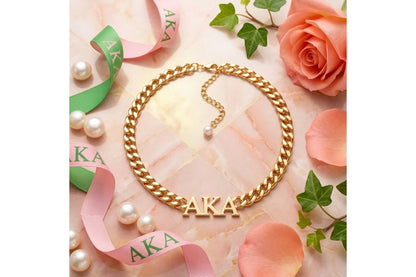 Alpha Kappa Alpha Gold Greek Letter Necklace