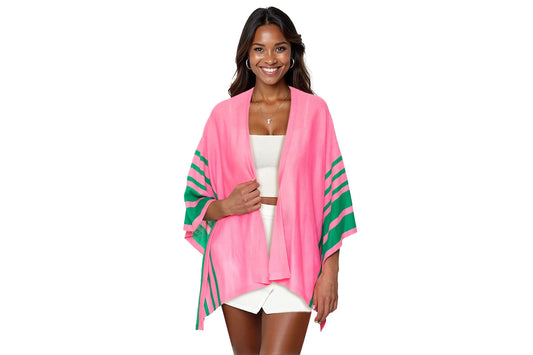 Alpha Kappa Alpha Inspired: Pink & Green Ivy Blossom Ruana