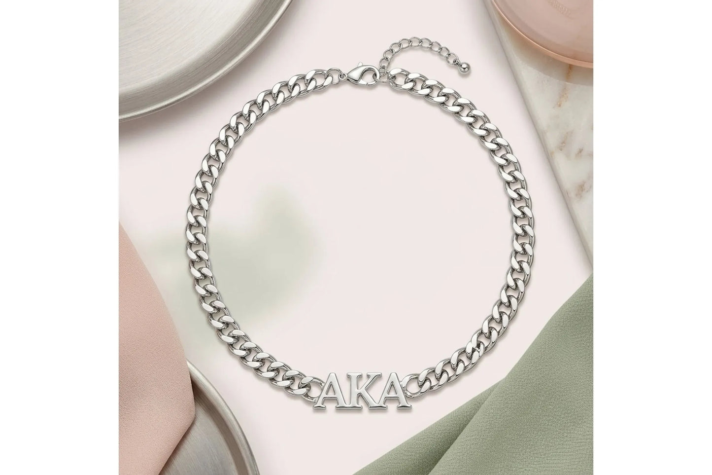 Alpha Kappa Alpha Silver Greek Letter Necklace