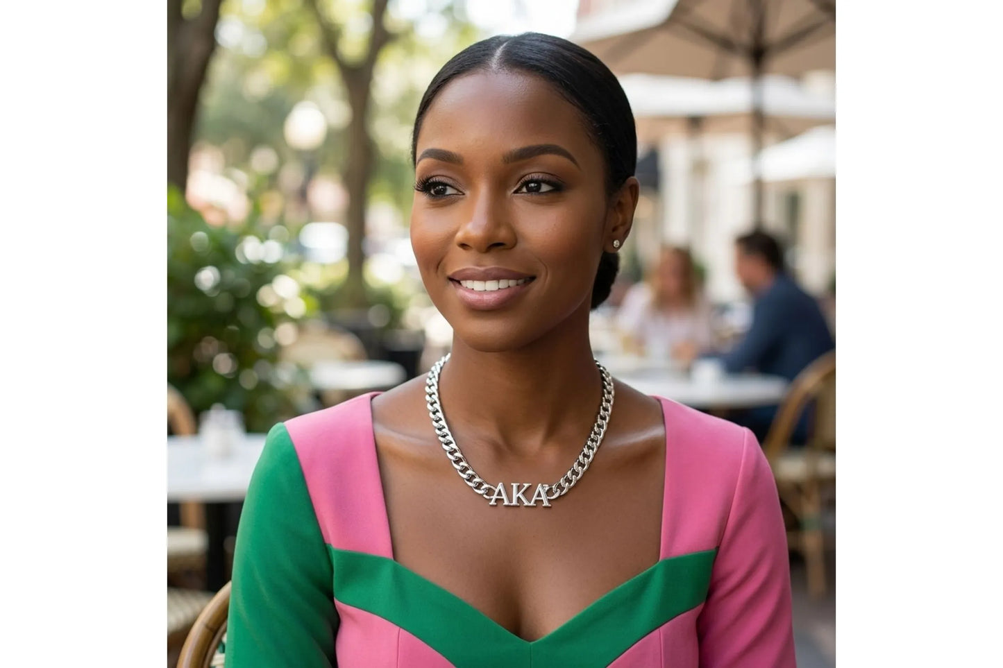 Alpha Kappa Alpha Silver Greek Letter Necklace