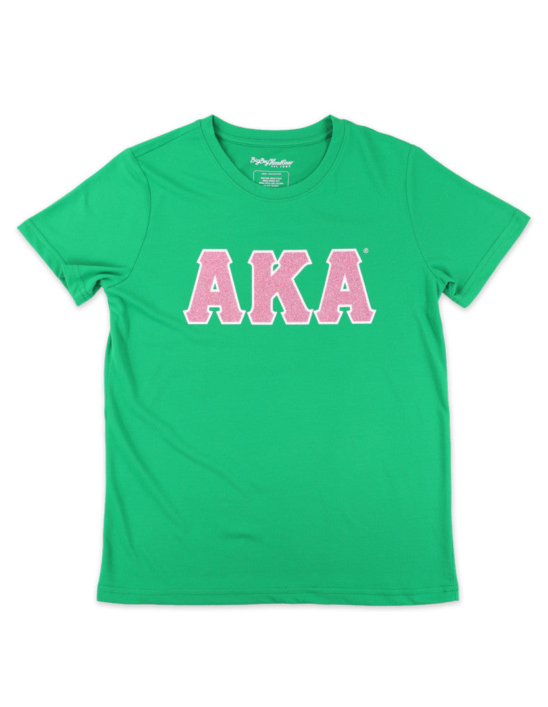 AKA Green Greek Letter Glitter Shirt