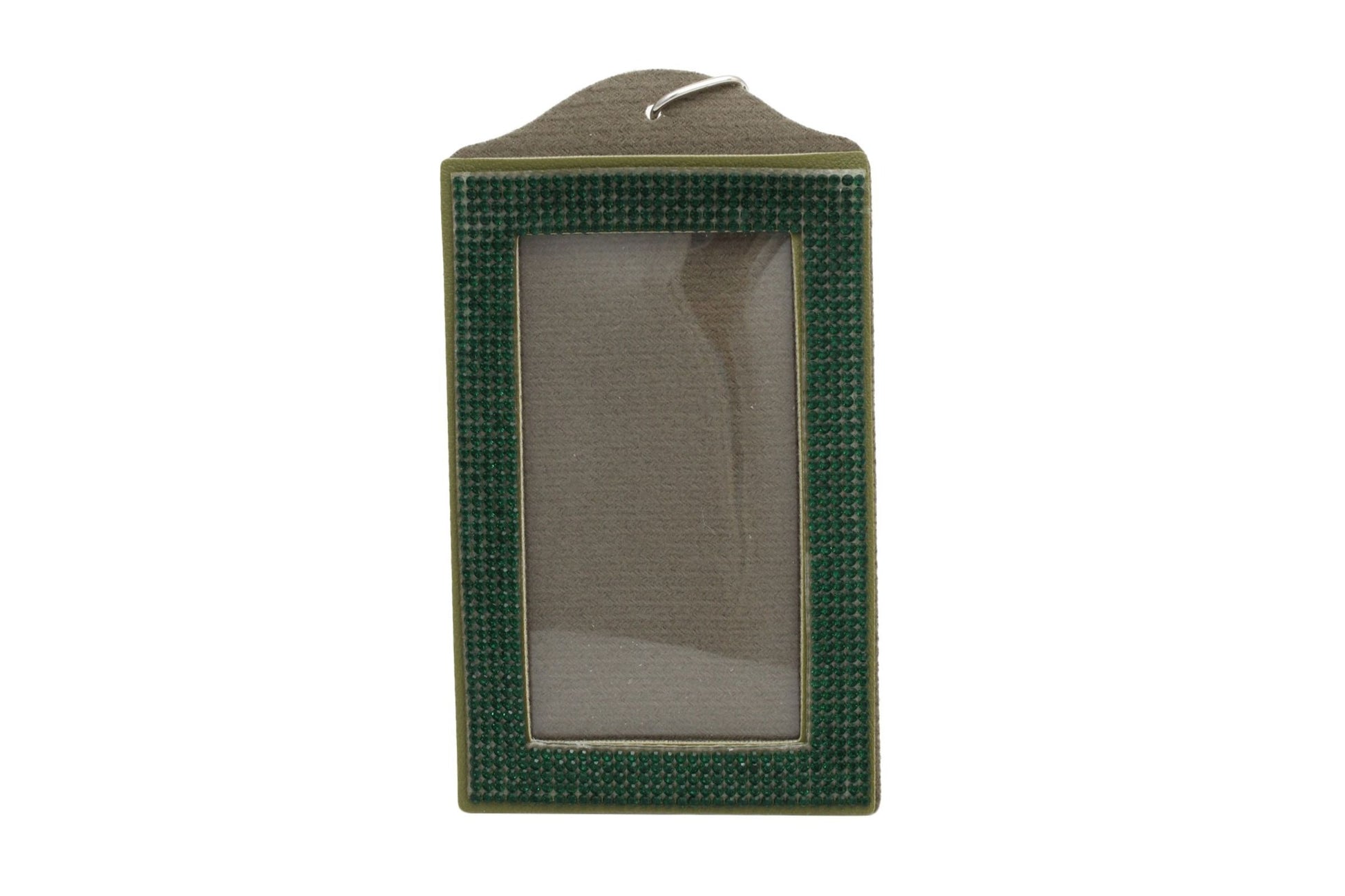 AKA rhinestone badge holder in use with visible ID card through clear window,.als"