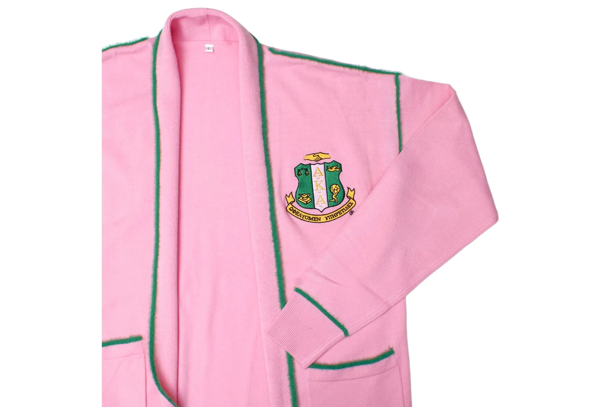 Pink Alpha Kappa Alpha AKA Sorority Duster Cardigan Sweater with Gre GreekStylez