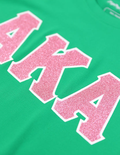 AKA Green Greek Letter Glitter Shirt