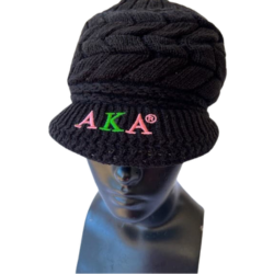 Alpha Kappa Alpha AKA Cable Knit Winter Newsboy Hat