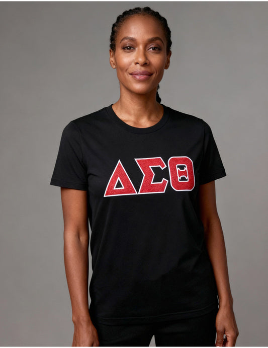 Delta Sigma Theta Black Greek Letter Glitter Shirt