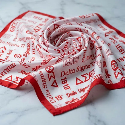 DST Red & White Graphic Long Scarf Wrap