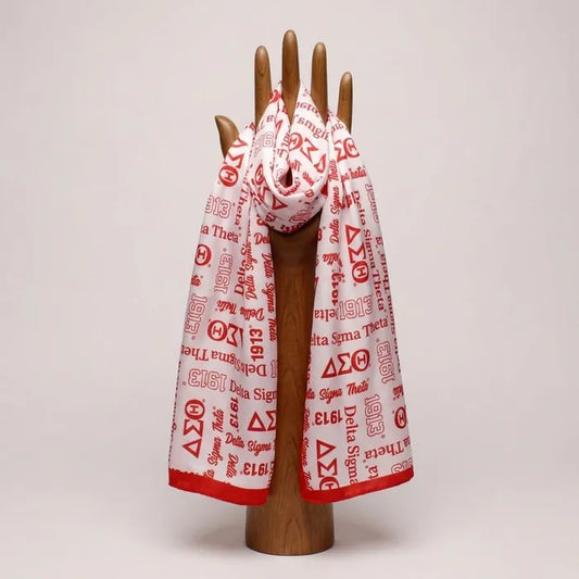 DST Red & White Graphic Long Scarf Wrap