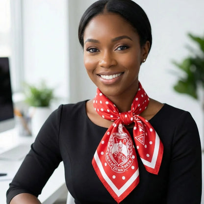 Delta Sigma Theta(DST)  Red & White Polka Dot Silk Scarf