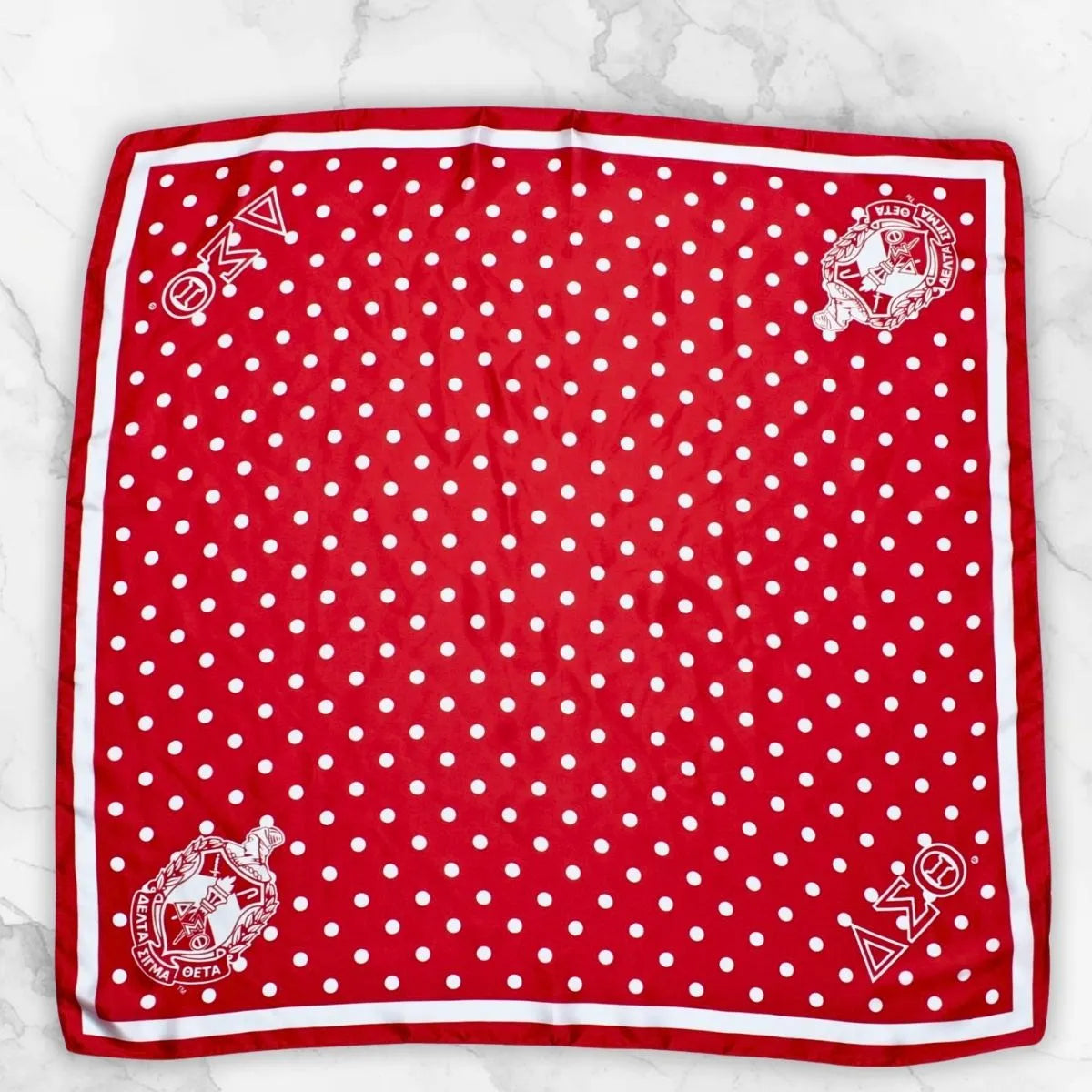 Delta Sigma Theta(DST)  Red & White Polka Dot Silk Scarf